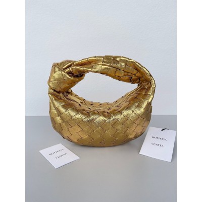 Bottega Veneta BV Jodie Mini Bag In Gold Metallic Intrecciato Leather IAMBS240213
