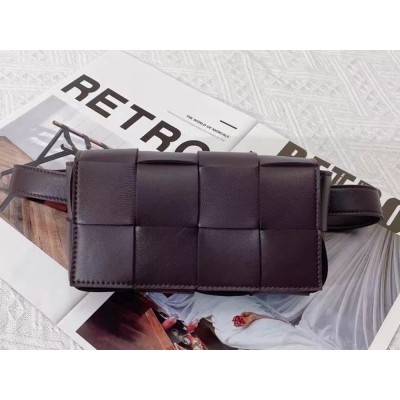 Bottega Veneta Cassette Belt Bag In Grape Intrecciato Leather IAMBS240059