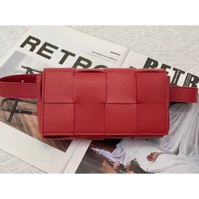 Bottega Veneta Cassette Belt Bag In Red Intrecciato Leather IAMBS240061