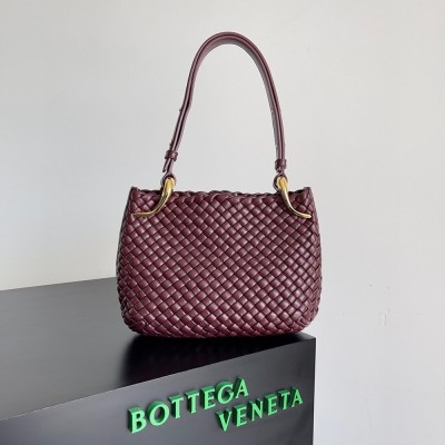Bottega Veneta Clicker Small Bag in Bordeaux Intrecciato Lambskin IAMBS240160