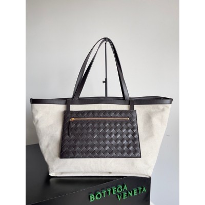 Bottega Veneta Large Flip Flap Bag in Canvas with Fondant Leather IAMBS240187