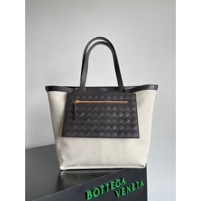 Bottega Veneta Medium Flip Flap Bag in Canvas with Fondant Leather IAMBS240188