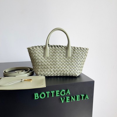 Bottega Veneta Mini Cabat Bag In Travertine Intrecciato Lambskin IAMBS240084