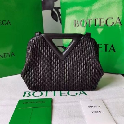 Bottega Veneta Small Point Bag In Black Quilted Leather IAMBS240376
