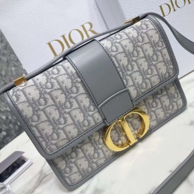 Dior 30 Montaigne Bag In Grey Oblique Jacquard Canvas IAMBS240461