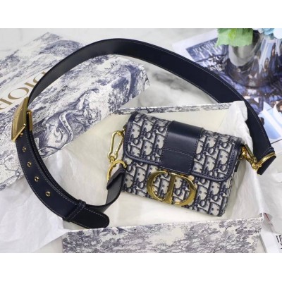 Dior 30 Montaigne Box Bag In Blue Oblique Canvas IAMBS240467
