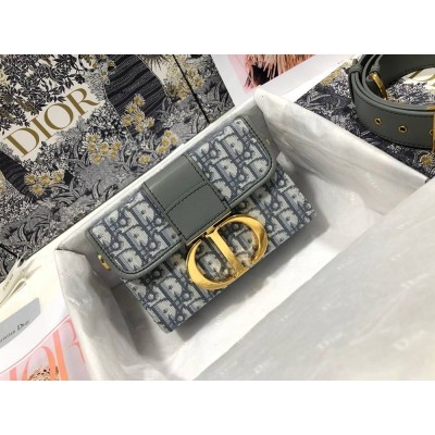 Dior 30 Montaigne Box Bag In Gray Dior Oblique Jacquard IAMBS240468
