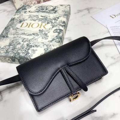 Dior Black Calfskin Saddle Belt Bag IAMBS240509