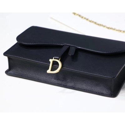 Dior Black Calskin Saddle Chain Clutch IAMBS241134