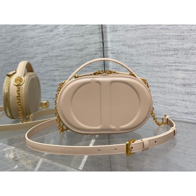 Dior CD Signature Oval Camera Bag in Beige Calfskin IAMBS241221