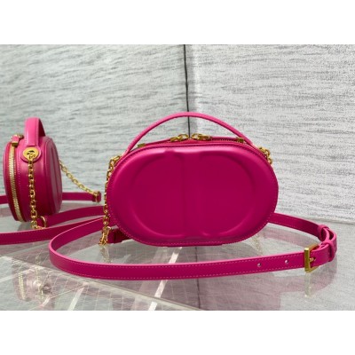 Dior CD Signature Oval Camera Bag in Rani Pink Calfskin IAMBS241225