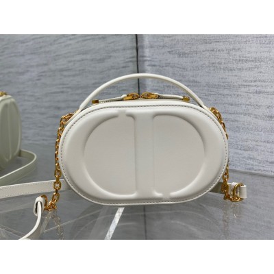 Dior CD Signature Oval Camera Bag in White Calfskin IAMBS241226