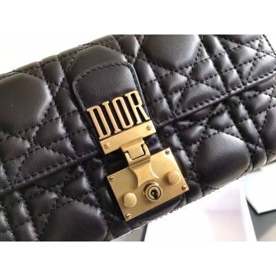 Dior DiorAddict Continental Wallet In Black Lambskin IAMBS241269
