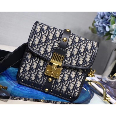 Dior DiorAddict Square Flap Bag In Blue Oblique Canvas IAMBS240806