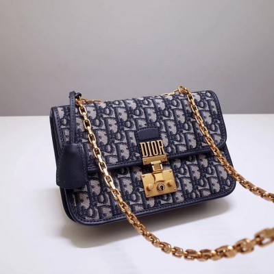 Dior Dioraddict Flap Bag In Blue Oblique Canvas IAMBS240803