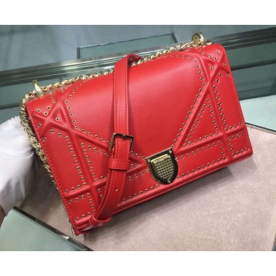 Dior Diorama Bag In Red Eyelets Lambskin IAMBS240827