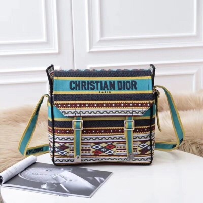 Dior Diorcamp Messenger Bag In Turquoise Embroidered Canvas IAMBS241073