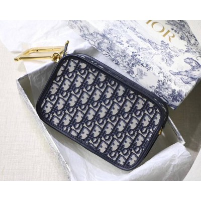 Dior Diorquake Clutch In Blue Dior Oblique Canvas IAMBS240783