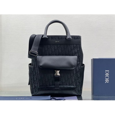 Dior Explorer Tote Bag In Black Dior Oblique Mirage Technical Fabric IAMBS241245