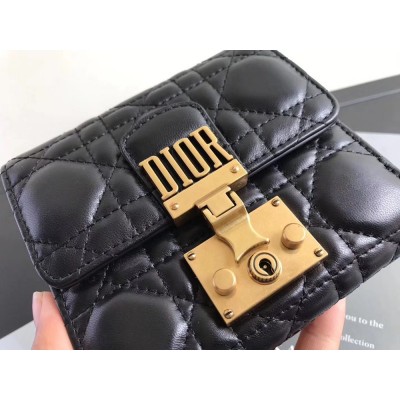 Dior French DiorAddict Wallet In Black Lambskin IAMBS241274