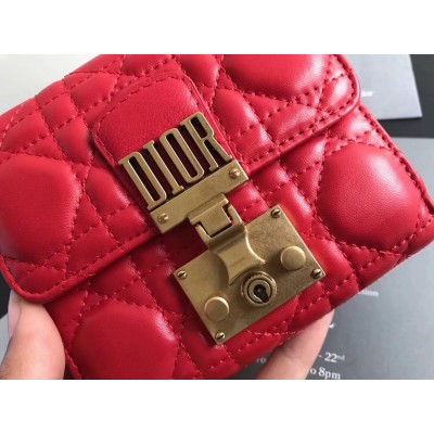 Dior French DiorAddict Wallet In Red Lambskin IAMBS241278