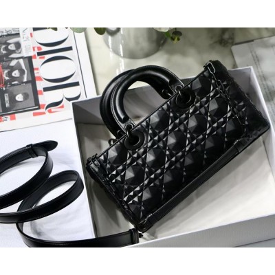 Dior Lady D-Joy Bag In Black Calfskin with Diamond Motif IAMBS240972