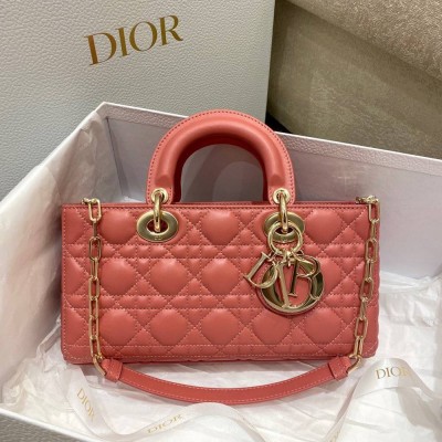Dior Lady D-Joy Bag In Coral Pink Cannage Lambskin IAMBS240974