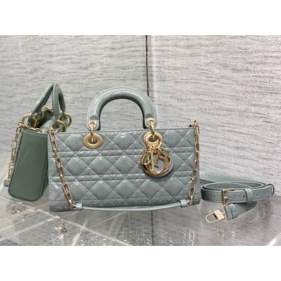 Dior Lady D-Joy Medium Bag in Grey Patent Cannage Calfskin IAMBS240985