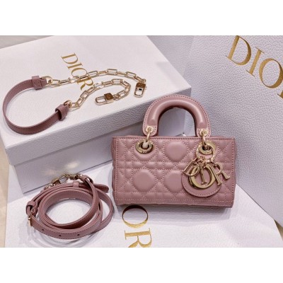 Dior Lady D-Joy Micro Bag In Peony Pink Cannage Lambskin IAMBS240990