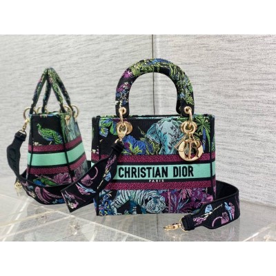 Dior Lady D-Lite Medium Bag In Blue Toile de Jouy Voyage Embroidery IAMBS241002