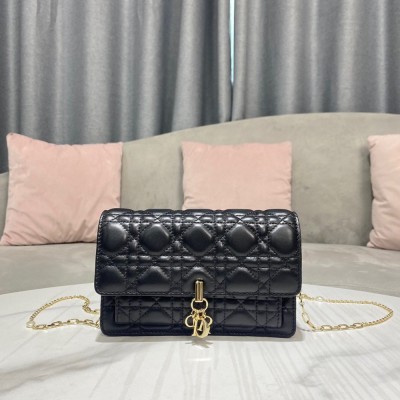 Dior Lady Dior Chain Pouch In Black Cannage Lambskin IAMBS241113