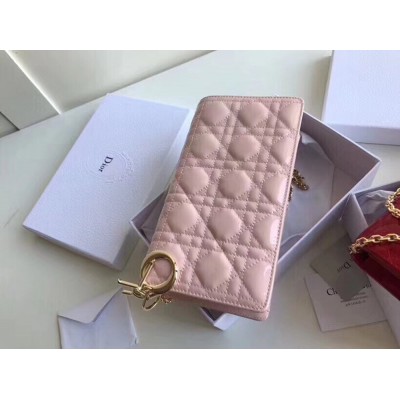 Dior Lady Dior Clutch With Chain In Pink Patent IAMBS240793