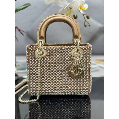Dior Lady Dior Mini Chain Bag in Square with Strass and Beads IAMBS241083