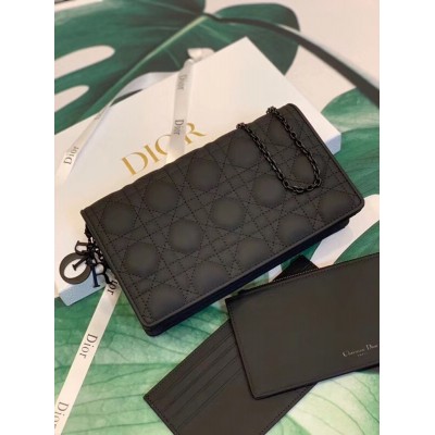 Dior Lady Dior Ultra Black Clutch With Chain IAMBS240857