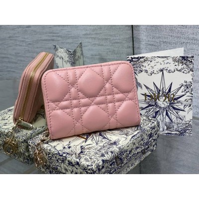 Dior Lady Dior Voyageur Small Coin Purse in Pink Lambskin IAMBS240860