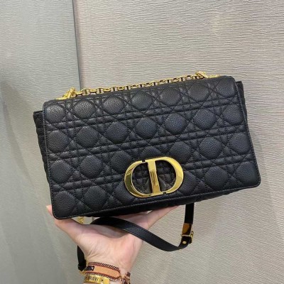 Dior Large Caro Bag In Black Cannage Calfskin IAMBS240761