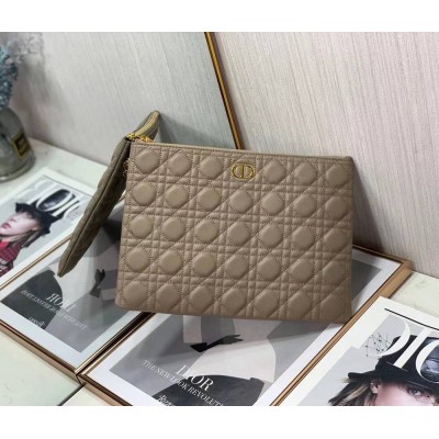 Dior Large Caro Daily Pouch In Beige Calfskin IAMBS241121