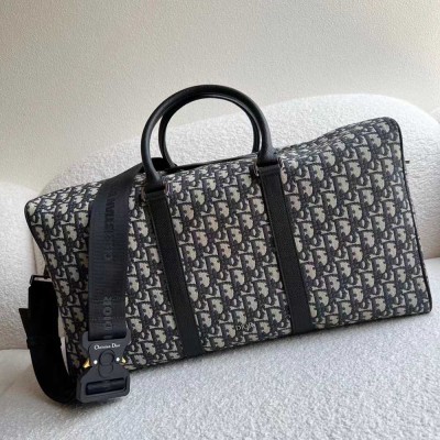Dior Lingot 50 Duffle Bag In Black Oblique Jacquard IAMBS241264