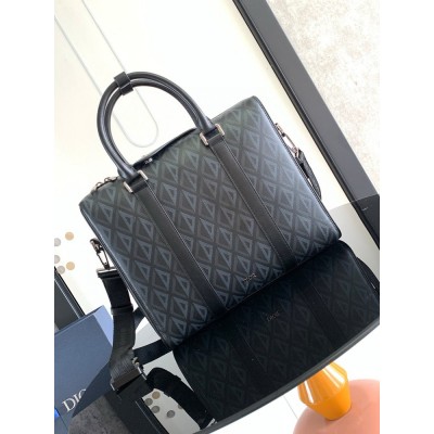 Dior Lingot Briefcase in Black CD Diamond Canvas IAMBS240750