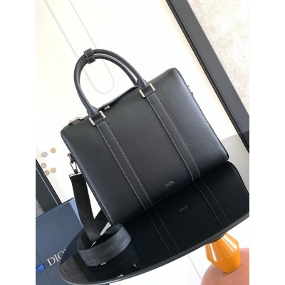 Dior Lingot Briefcase in Black Grained Calfskin IAMBS240751