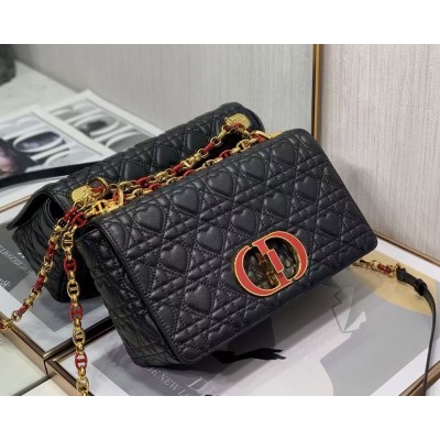 Dior Medium Dioramour Caro Black Bag with Heart Motif IAMBS240764