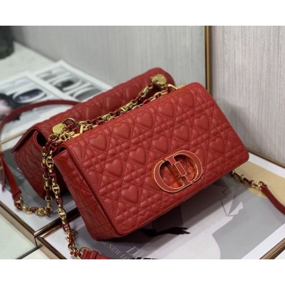 Dior Medium Dioramour Caro Red Bag with Heart Motif IAMBS240765