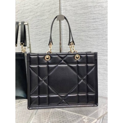 Dior Medium Essential Tote Bag In Black Archicannage Calfskin IAMBS241246