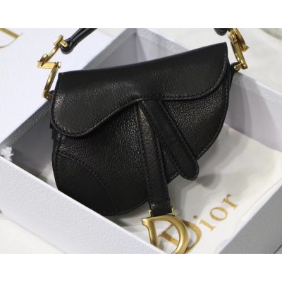 Dior Micro Saddle Bag In Black Goatskin IAMBS241145