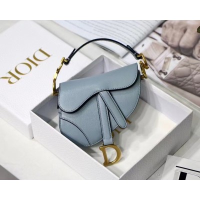 Dior Micro Saddle Bag In Grey Goatskin IAMBS241147