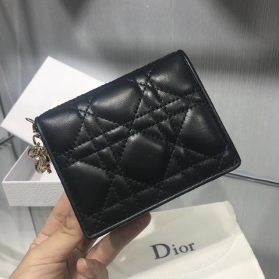 Dior Mini Lady Dior Wallet In Black Lambskin IAMBS241279