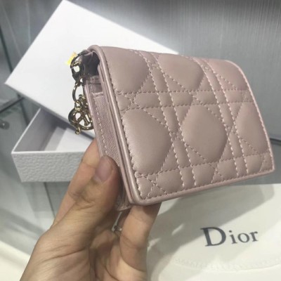 Dior Mini Lady Dior Wallet In lotus Pearly Lambskin IAMBS241283