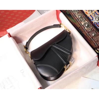 Dior Mini Saddle Bag In Black Calfskin IAMBS241090