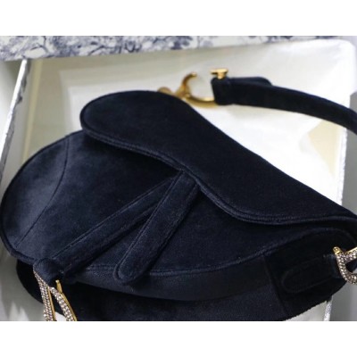 Dior Mini Saddle Bag In Black Velvet IAMBS241093