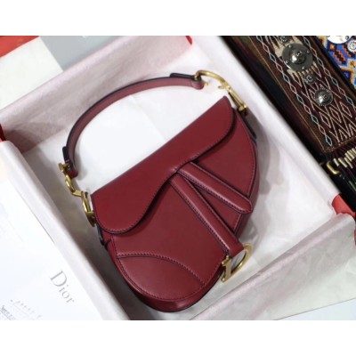 Dior Mini Saddle Bag In Red Calfskin IAMBS241098